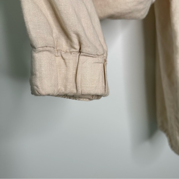 ZARA Linen Blend Utility Cargo Jacket Small Women Neutral Beige Lightweight - Picture 6 of 12